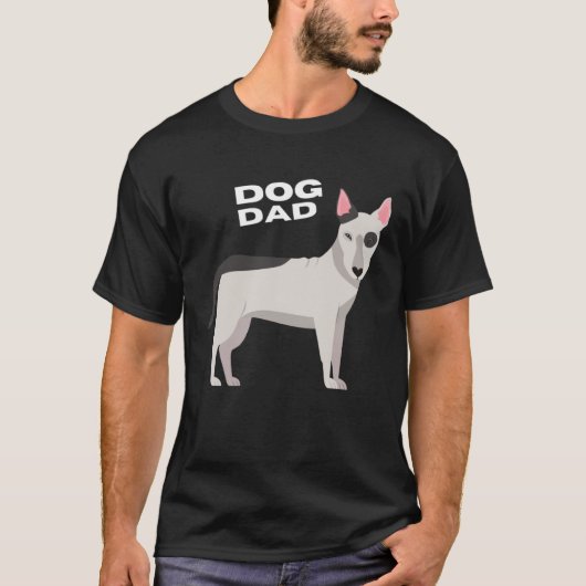 Black & White Bull Terrier Dog Dad Tシャツ (正面)