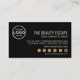 Black White Business Logo Loyalty Card ロイヤリティカード