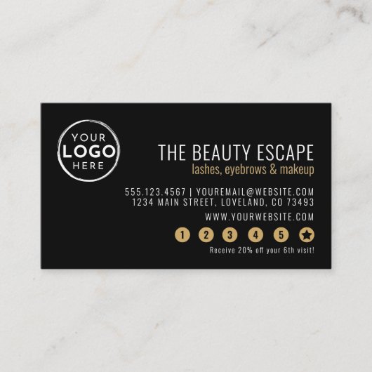Black White Business Logo Loyalty Card ロイヤリティカード (正面)