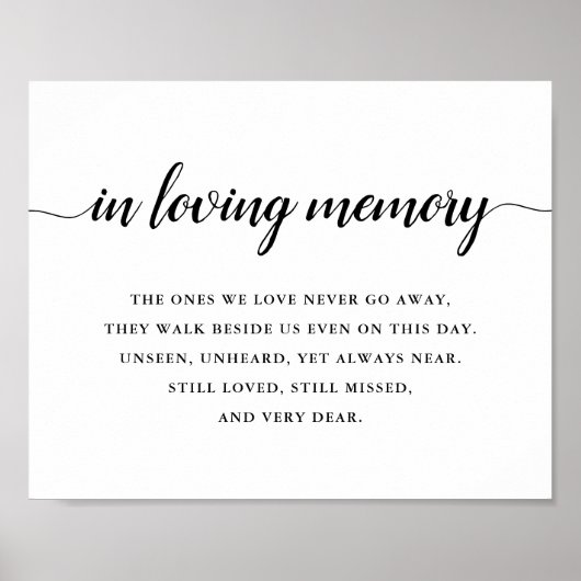 Black & White Calligraphy Wedding Memorial Sign ポスター (正面)