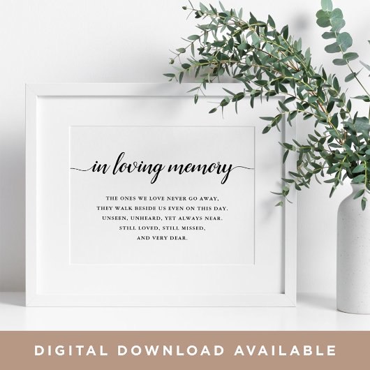 Black & White Calligraphy Wedding Memorial Sign ポスター