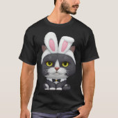 Black & White Cat in the Easter Bunny Costume Tシャツ (正面)
