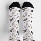 Black & White Cat Music Notes Socks ソックス (上部)