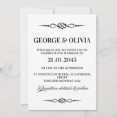 Black White Celtic Knot Arrow Wedding 招待状 (正面)