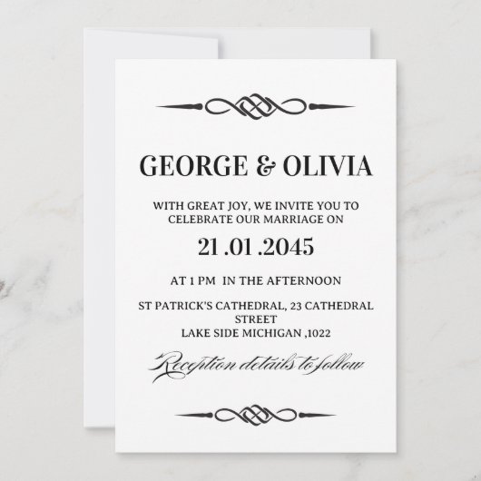 Black White Celtic Knot Arrow Wedding 招待状 (正面)