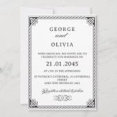 Black White Celtic Knot Wedding 招待状 (正面)