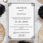 Black White Celtic Knot Wedding 招待状