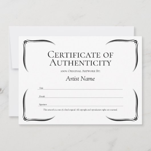 Black & White Certificate of Authenticityテンプレート 招待状 (正面)