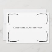 Black & White Certificate of Authenticityテンプレート 招待状 (裏面)