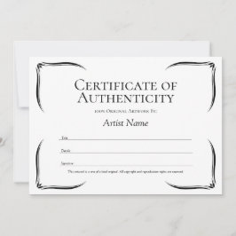 Black & White Certificate of Authenticityテンプレート 招待状