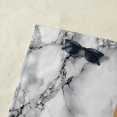 Black White Check Marble Beach Towel Your Number ビーチタオル (インサイチュ)