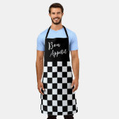 Black & White Checkerboard Apron エプロン (着用した状態)
