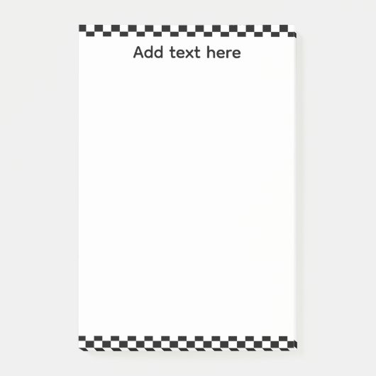 Black & White Checkerboard Notepad | Editable Pers ポストイット (正面)