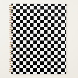 Black White Checkered Checkerboard プランナー手帳