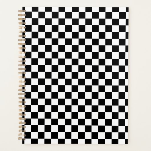 Black White Checkered Checkerboard プランナー手帳 (正面)