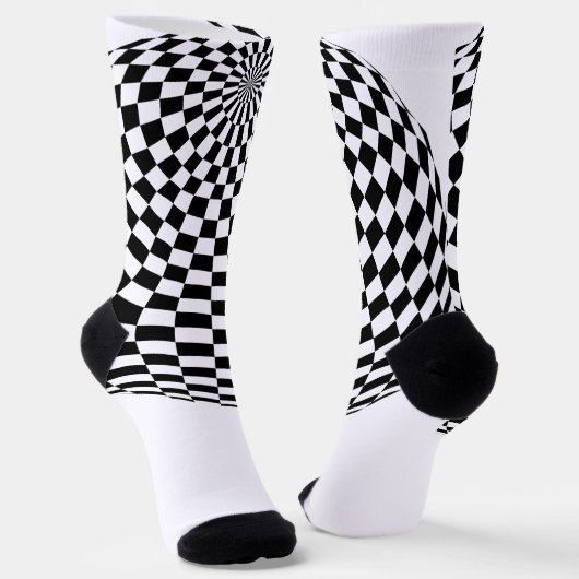 Black/White Checkered Globes Thunder_Cove ソックス (傾斜あり)