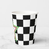 Black White Checkered Happy Birthday Paper Cups 紙コップ (裏面)