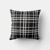 Black White Checkered Lines Pattern クッション (裏面)