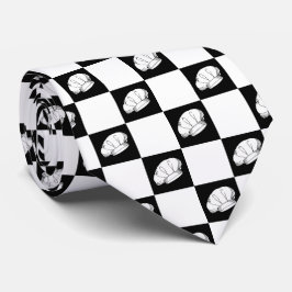 Black White Checkered Restaurant Chef Hat Pattern ネクタイ