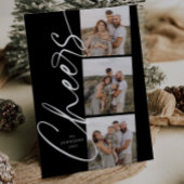 Black & White Cheers Elegant Script Christmas シーズンカード