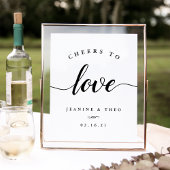 Black & White Cheers to Love Wedding Sign ポスター
