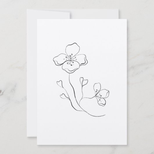 Black & White Cherry Blossoms Floral Bridal Shower 招待状 (裏面)