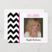 Black & White Chevron：写真ありがとうはがき ポストカード (正面/裏面)