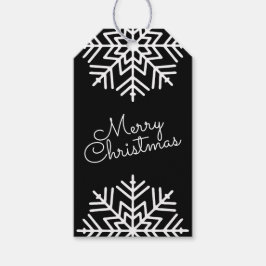 Black & White Chic Merry Christmas w/ Snowflakes ギフトタグ