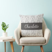 Black White Chic Toile Floral Custom Name クッション (椅子)