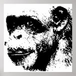 Black & White Chimpanzee Pop Art ポスター<br><div class="desc">Digital Computer Animal Art - College Art - Wild Animal Computer Images</div>