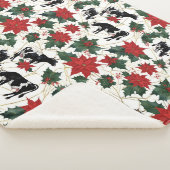 Black & White Christmas Holstein Dairy Cows Floral シェルパブランケット (3/4)