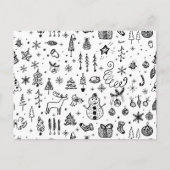 Black & White Christmas Icons Pattern – Cute  インビテーションポストカード (正面)