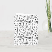 Black & White Christmas Icons Pattern – Cute  招待状 (裏面)