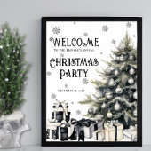 Black White Christmas Party Welcome ポスター