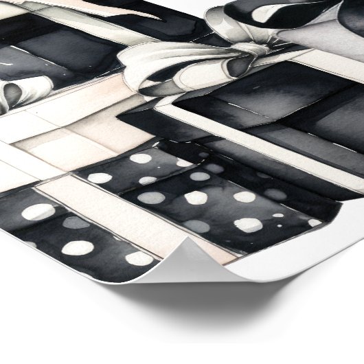 Black White Christmas Party Welcome ポスター (角)