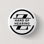 Black White Circle Monogram Hard of Hearing 缶バッジ (正面)