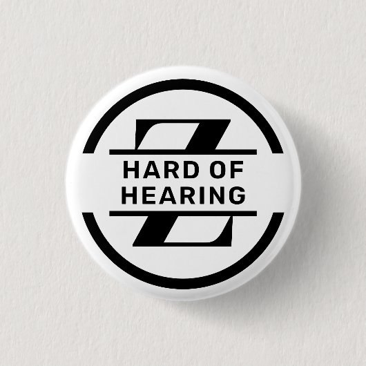 Black White Circle Monogram Hard of Hearing 缶バッジ (正面)