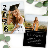 Black & White Class of 2026 Photo Graduation 招待状