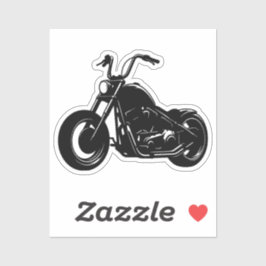Black White Classic Cruiser Motorcycle Vector Art シール