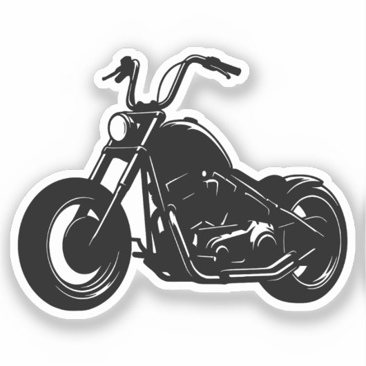 Black White Classic Cruiser Motorcycle Vector Art シール (正面)