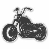 Black White Classic Cruiser Motorcycle Vector Art シール (正面)