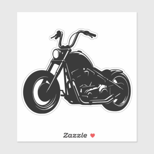 Black White Classic Cruiser Motorcycle Vector Art シール (シート)