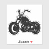 Black White Classic Cruiser Motorcycle Vector Art シール (シート)