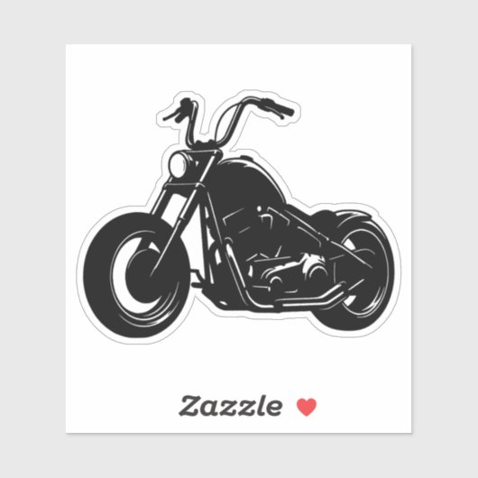 Black White Classic Cruiser Motorcycle Vector Art シール (シート)