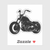Black White Classic Cruiser Motorcycle Vector Art シール (シート)