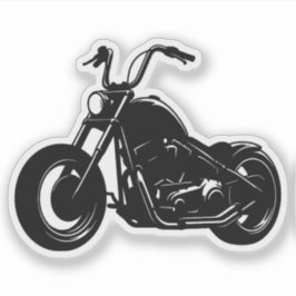 Black White Classic Cruiser Motorcycle Vector Art シール