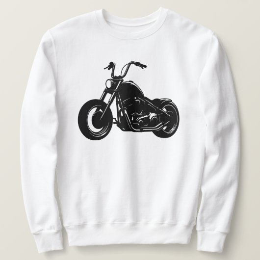 Black White Classic Cruiser Motorcycle Vector Art スウェットシャツ (デザイン正面)