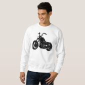 Black White Classic Cruiser Motorcycle Vector Art スウェットシャツ (正面フル)