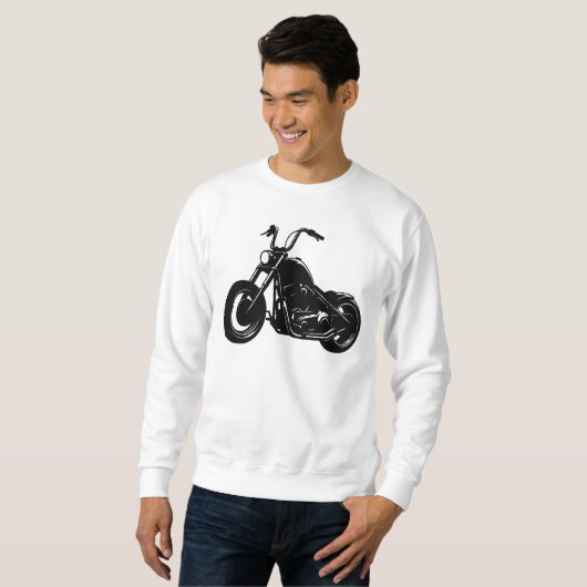 Black White Classic Cruiser Motorcycle Vector Art スウェットシャツ (正面フル)