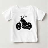 Black White Classic Cruiser Motorcycle Vector Art ベビーTシャツ (正面)
